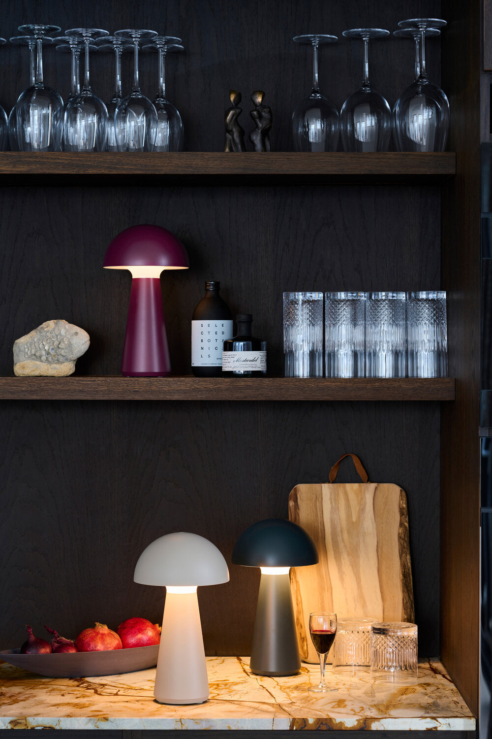 Sam lampe, bordeaux - H28 cm.